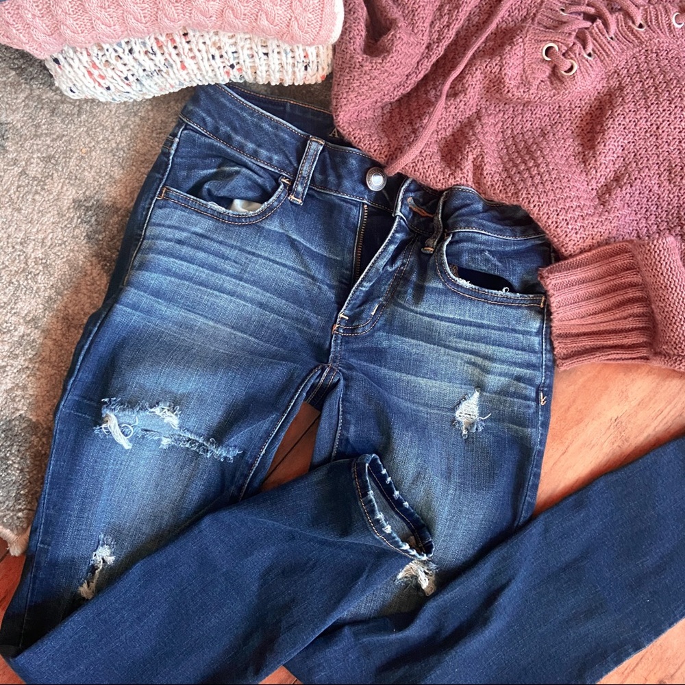 AE jeggings 0 distressed